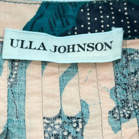 Ulla Johnson Melati Green and Black Print on a Pink Background-Lantern Sleeves-8 - Picture 13 of 16